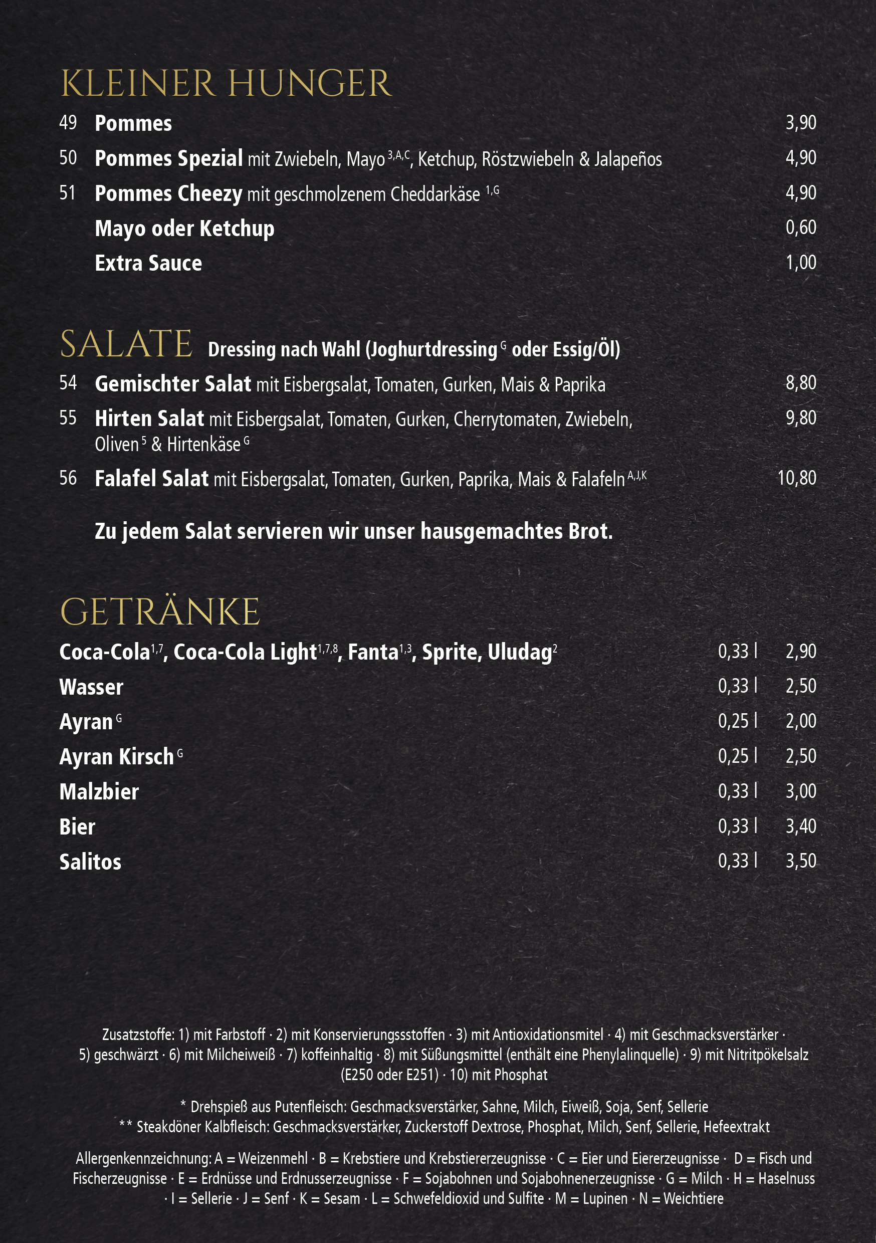 MANGAL-Speisekarte